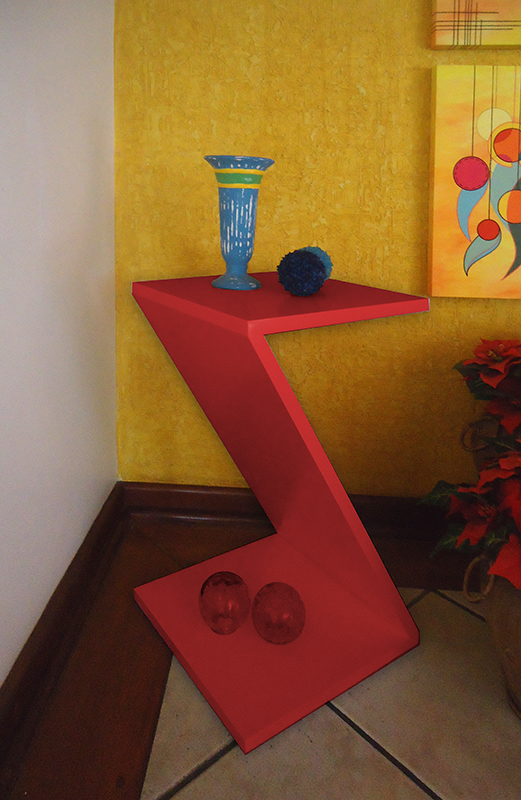 Mesa "Z" Lateral de Apoio ou Mesa de Cabeceira Vermelho Laca