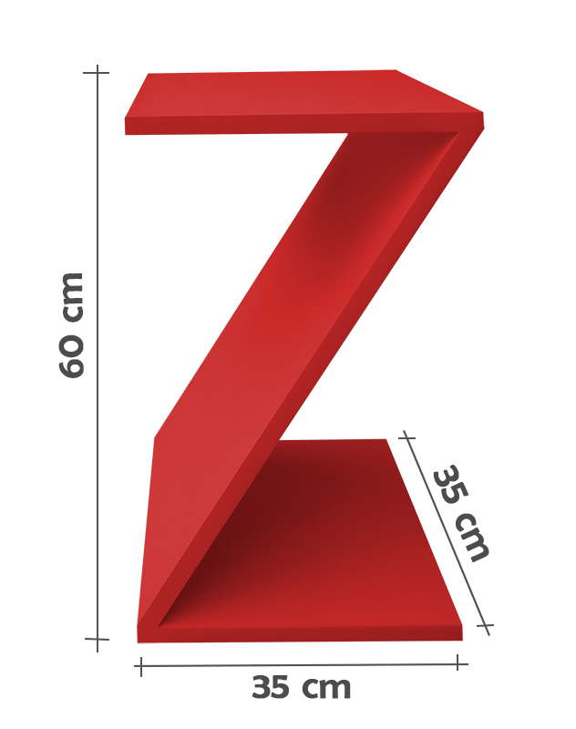 Mesa "Z" Lateral de Apoio ou Mesa de Cabeceira Vermelho Laca