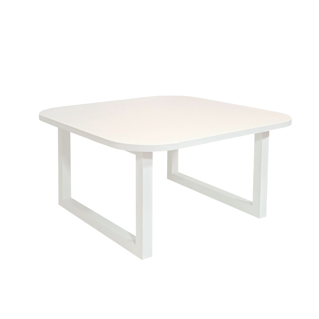 Mesa De Centro Lateral De Apoio Para Sala Estar Square Branco Laca