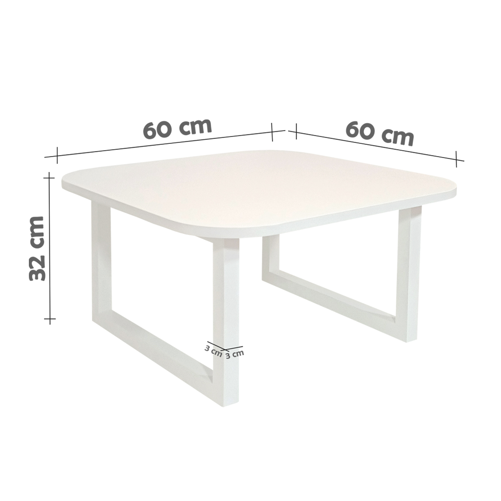 Mesa De Centro Lateral De Apoio Para Sala Estar Square Branco Laca