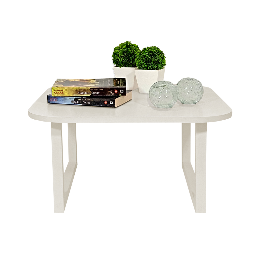 Mesa De Centro Lateral De Apoio Para Sala Estar Square Off White Laca