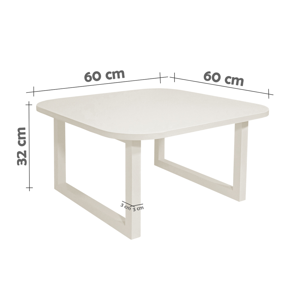 Mesa De Centro Lateral De Apoio Para Sala Estar Square Off White Laca