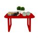 Mesa De Centro Lateral De Apoio Para Sala Estar Square Vermelho Laca