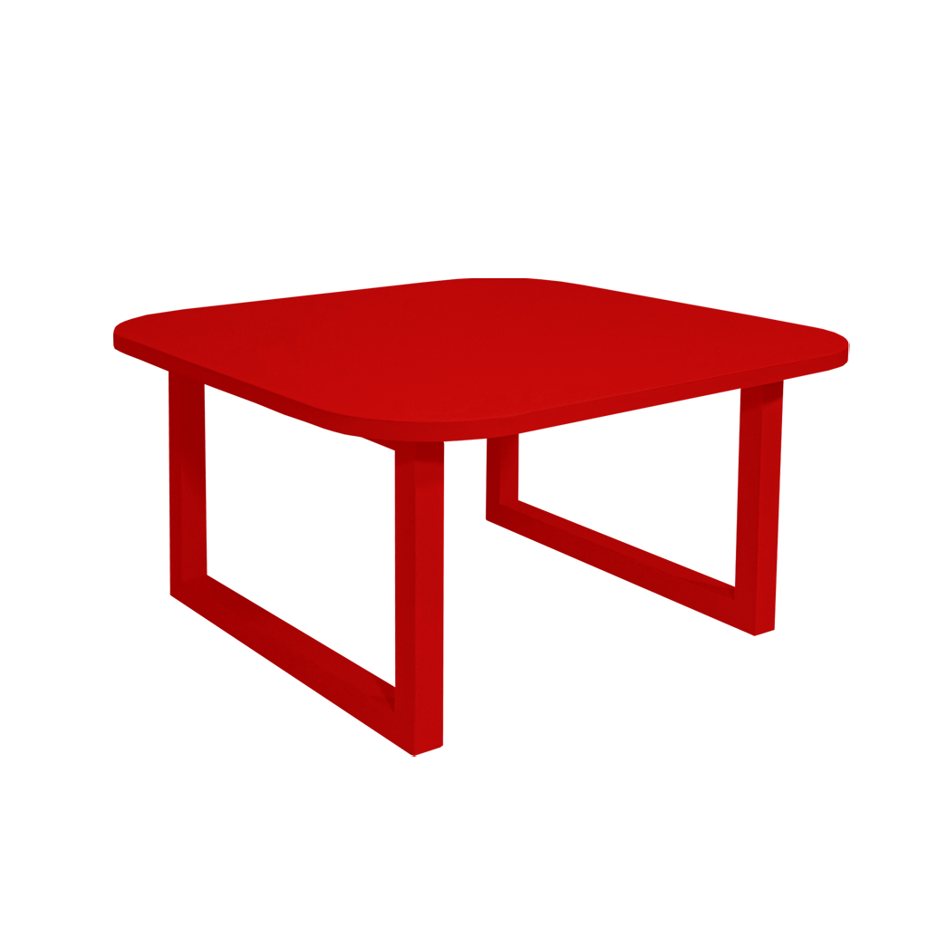 Mesa De Centro Lateral De Apoio Para Sala Estar Square Vermelho Laca