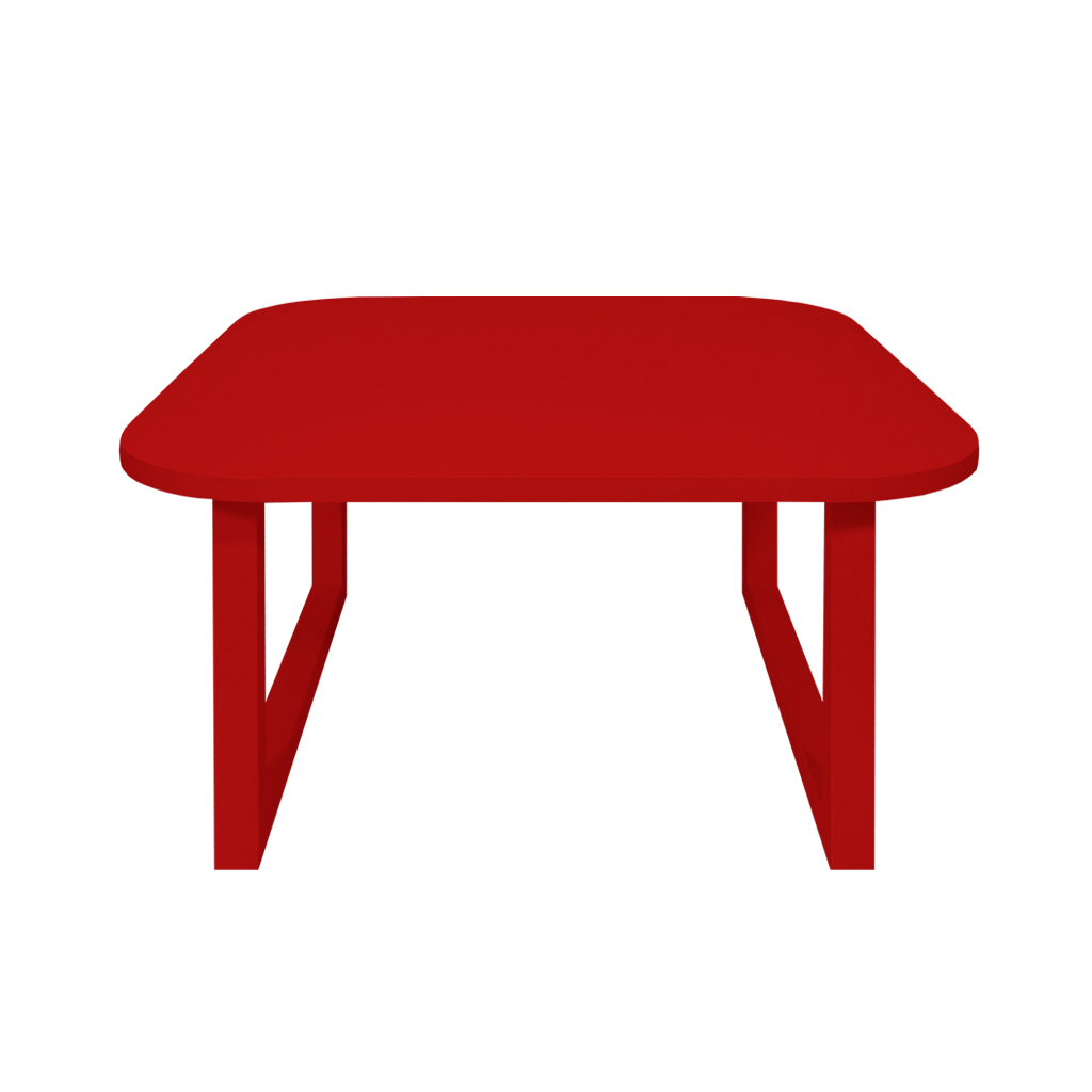 Mesa De Centro Lateral De Apoio Para Sala Estar Square Vermelho Laca