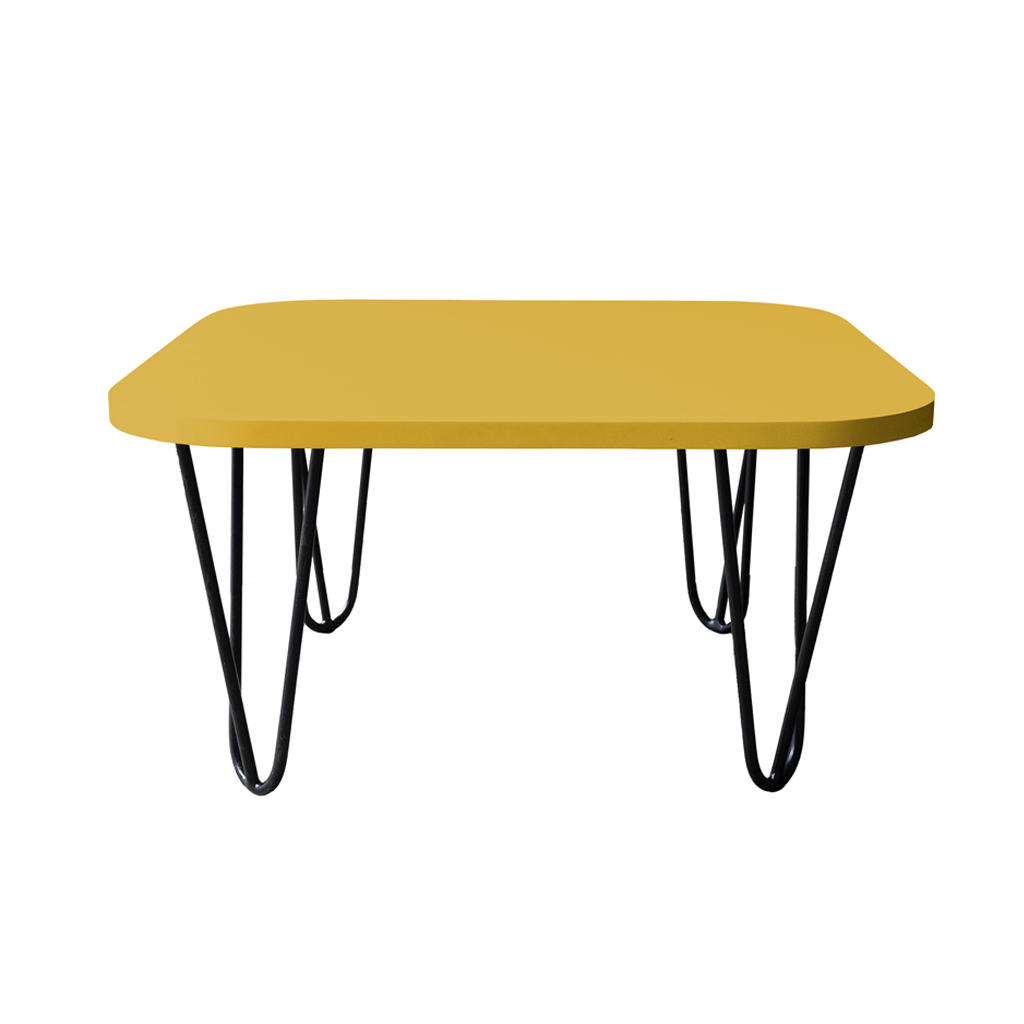 Mesa De Centro Pés Hairpin Legs Lateral De Apoio Para Sala Estar Dormitório Amarelo Laca