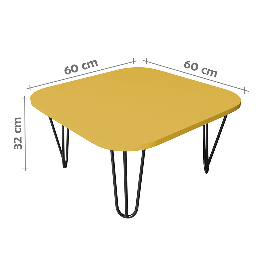 Mesa De Centro Pés Hairpin Legs Lateral De Apoio Para Sala Estar Dormitório Amarelo Laca