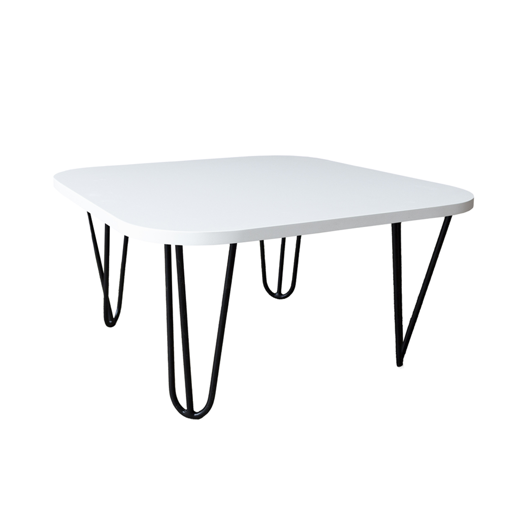Mesa De Centro Pés Hairpin Legs Lateral De Apoio Para Sala Estar Dormitório Branco Laca