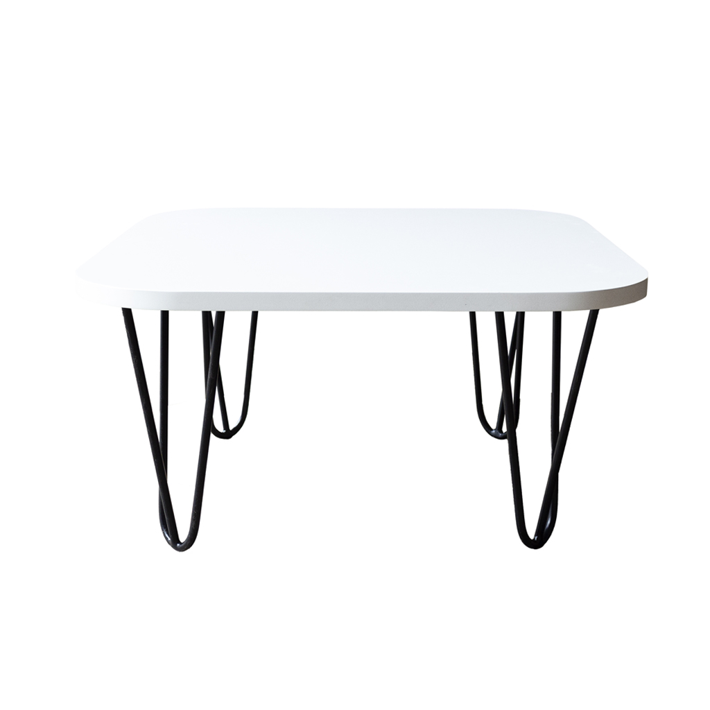 Mesa De Centro Pés Hairpin Legs Lateral De Apoio Para Sala Estar Dormitório Branco Laca