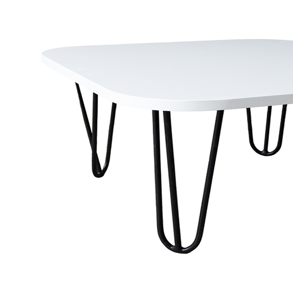 Mesa De Centro Pés Hairpin Legs Lateral De Apoio Para Sala Estar Dormitório Branco Laca