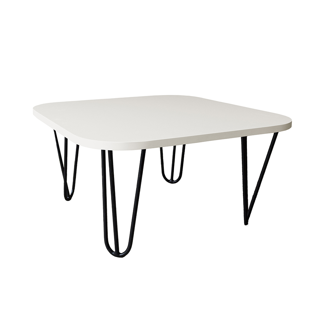 Mesa De Centro Pés Hairpin Legs Lateral De Apoio Para Sala Estar Dormitório Off White Laca