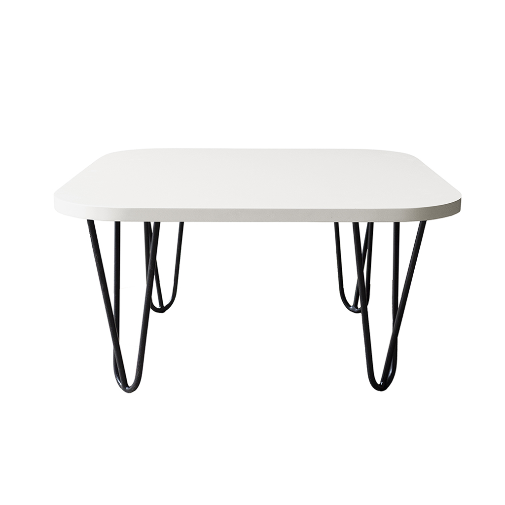 Mesa De Centro Pés Hairpin Legs Lateral De Apoio Para Sala Estar Dormitório Off White Laca