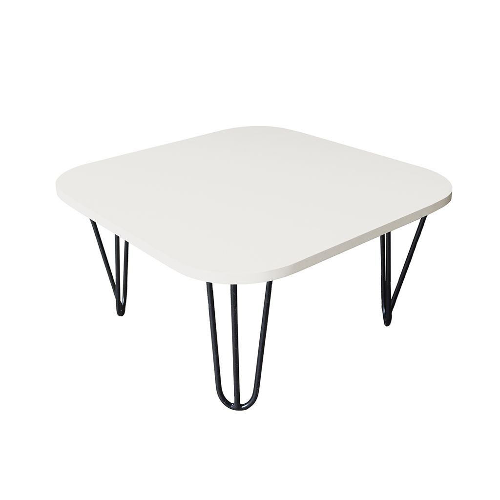 Mesa De Centro Pés Hairpin Legs Lateral De Apoio Para Sala Estar Dormitório Off White Laca