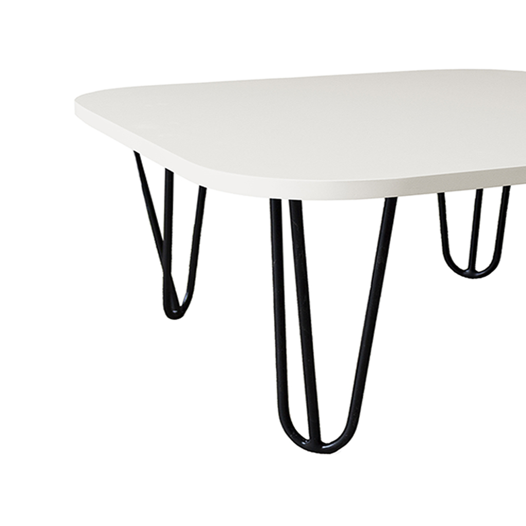 Mesa De Centro Pés Hairpin Legs Lateral De Apoio Para Sala Estar Dormitório Off White Laca