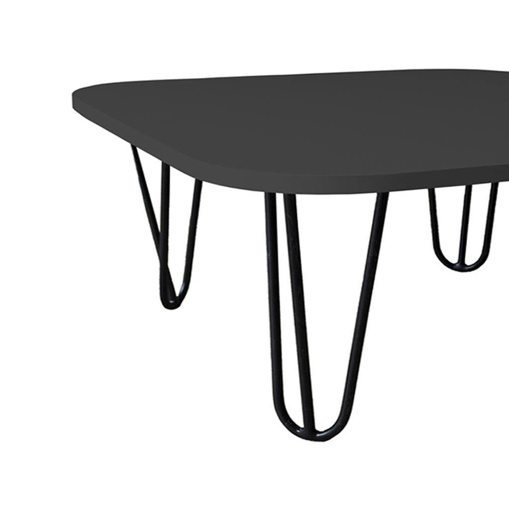 Mesa De Centro Pés Hairpin Legs Lateral De Apoio Para Sala Estar Dormitório Preto Laca