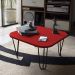 Mesa De Centro Pés Hairpin Legs Lateral De Apoio Para Sala Estar Dormitório Vermelho Laca