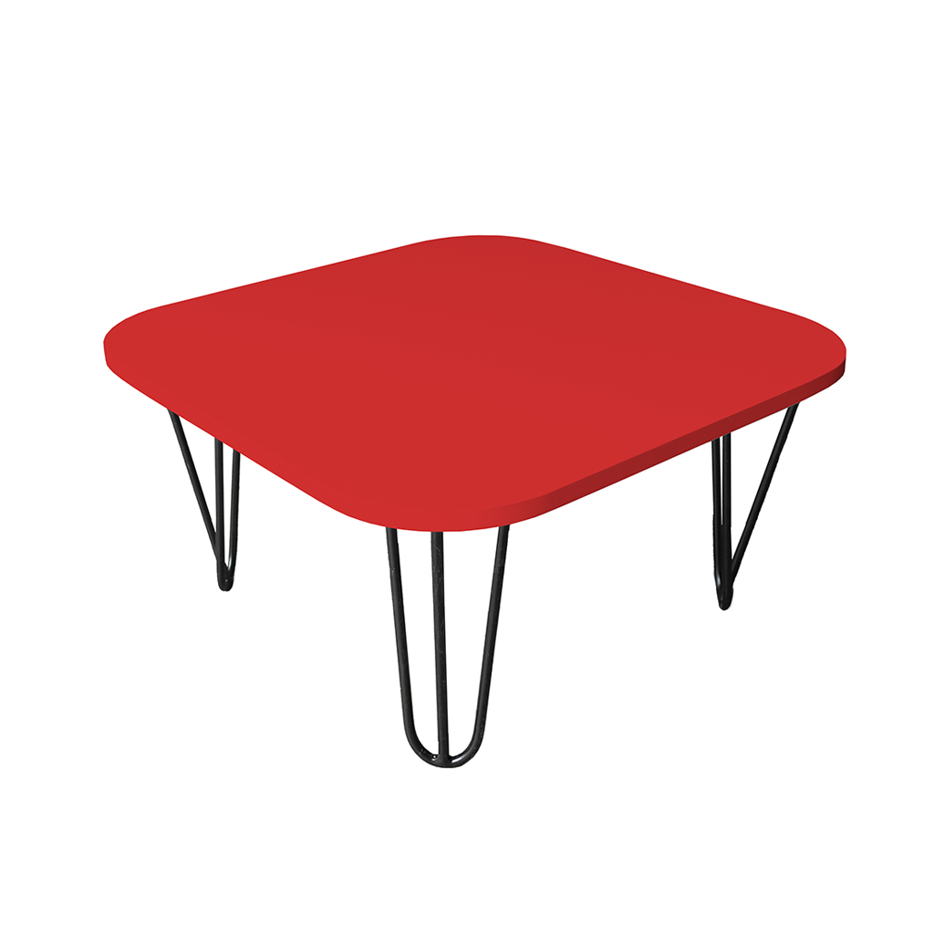 Mesa De Centro Pés Hairpin Legs Lateral De Apoio Para Sala Estar Dormitório Vermelho Laca