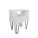 Mesa de Cabeceira Lateral Nicho com Gaveteiro Pés Hairpin Legs Estilo Industrial Branco Laca