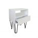 Mesa de Cabeceira Lateral Nicho com Gaveteiro Pés Hairpin Legs Estilo Industrial Branco Laca