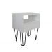 Mesa de Cabeceira Lateral Nicho com Gaveteiro Pés Hairpin Legs Estilo Industrial Off White Laca