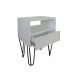 Mesa de Cabeceira Lateral Nicho com Gaveteiro Pés Hairpin Legs Estilo Industrial Off White Laca