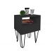 Mesa de Cabeceira Lateral Nicho com Gaveteiro Pés Hairpin Legs Estilo Industrial Preto Laca