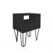 Mesa de Cabeceira Lateral Nicho com Gaveteiro Pés Hairpin Legs Estilo Industrial Preto Laca