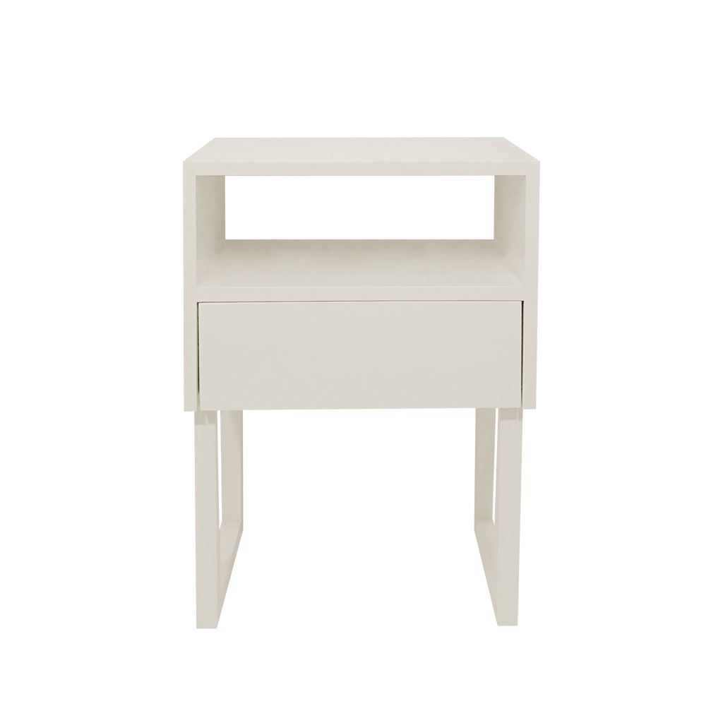 Mesa de Cabeceira Lateral Nicho com Gaveteiro Square Off White Laca