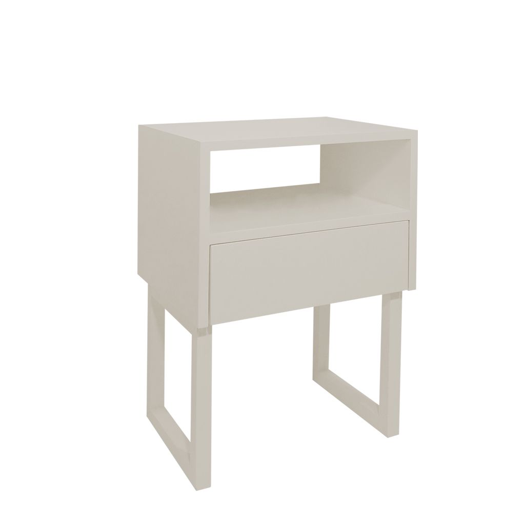 Mesa de Cabeceira Lateral Nicho com Gaveteiro Square Off White Laca