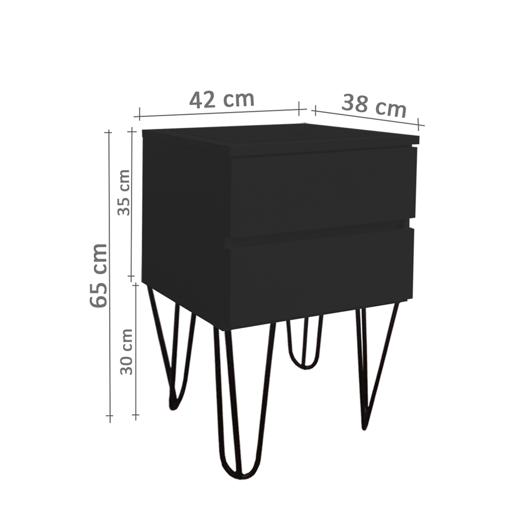 Mesa de Cabeceira Lateral de Apoio Penteadeira Pés Hairpin Legs Estilo Industrial Preto Laca