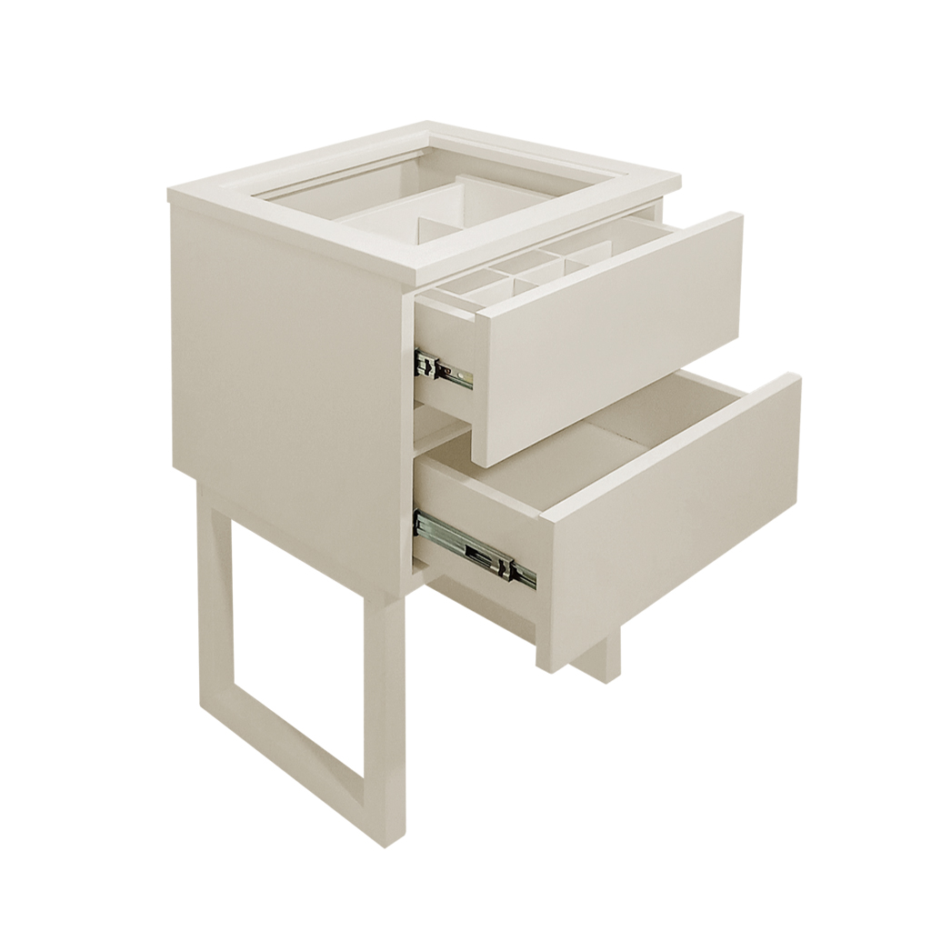 Mesa de Cabeceira Lateral de Apoio Penteadeira Square Off White Laca
