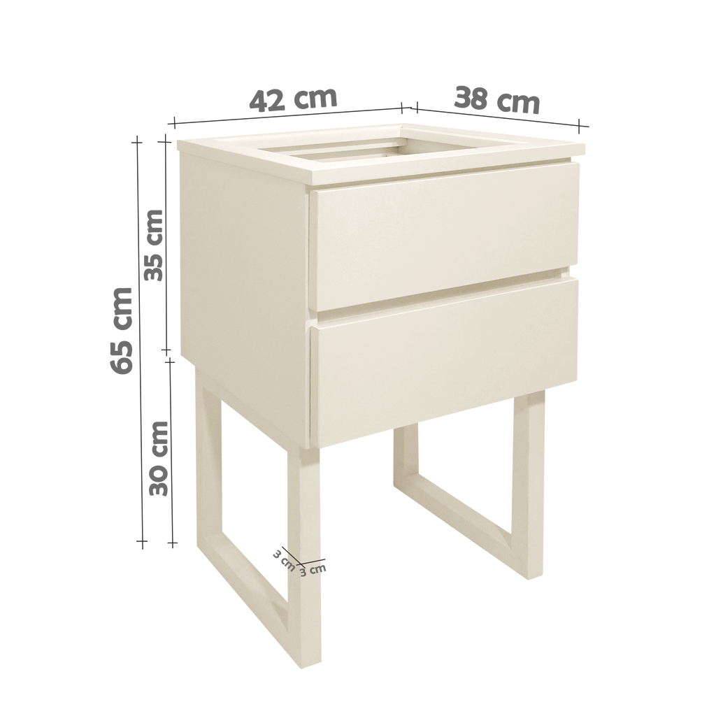 Mesa de Cabeceira Lateral de Apoio Penteadeira Square Off White Laca