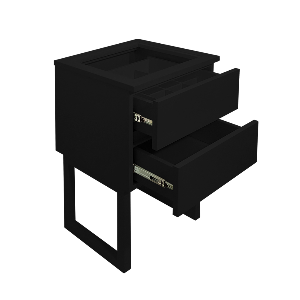 Mesa de Cabeceira Lateral de Apoio Penteadeira Square Preto Laca