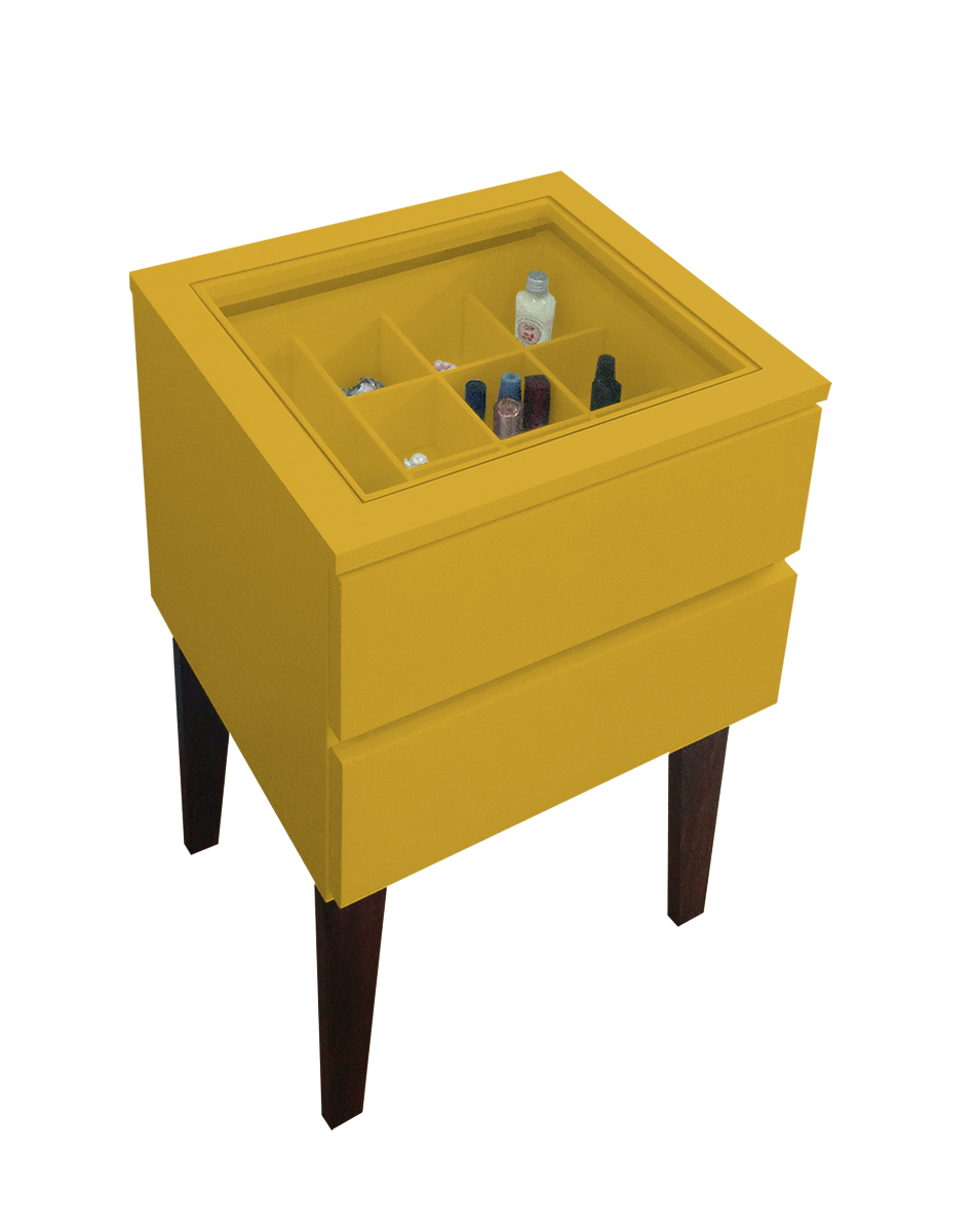 Mesa de Cabeceira Penteadeira Mesa Lateral de Apoio - Amarelo Laca