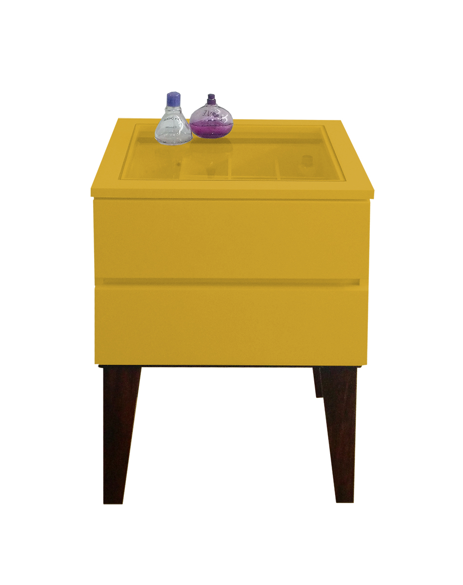 Mesa de Cabeceira Penteadeira Mesa Lateral de Apoio - Amarelo Laca