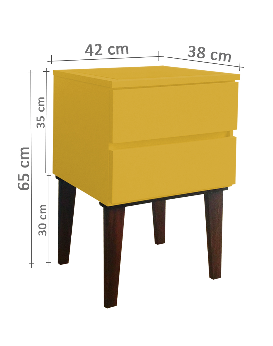 Mesa de Cabeceira Penteadeira Mesa Lateral de Apoio - Amarelo Laca