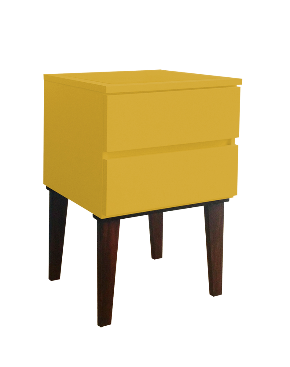 Mesa de Cabeceira Penteadeira Mesa Lateral de Apoio - Amarelo Laca