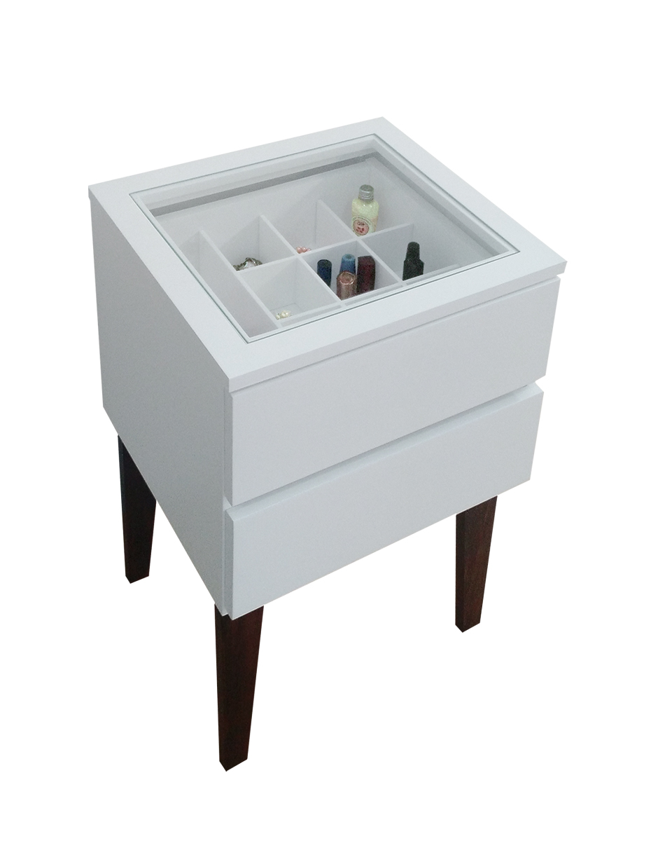 Mesa de Cabeceira Penteadeira Mesa Lateral de Apoio - Branco Laca