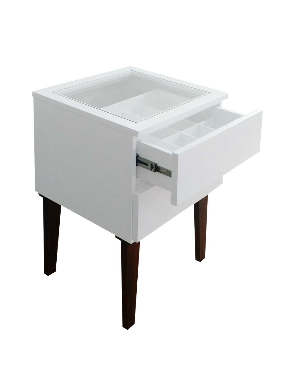 Mesa de Cabeceira Penteadeira Mesa Lateral de Apoio - Branco Laca