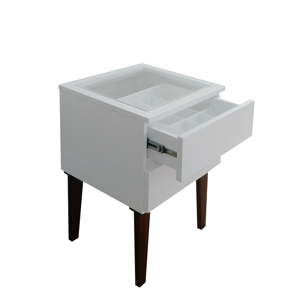 Mesa de Cabeceira Penteadeira Mesa Lateral de Apoio - Off White Laca