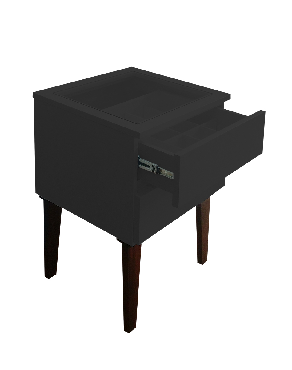 Mesa de Cabeceira Penteadeira Mesa Lateral de Apoio - Preto Laca