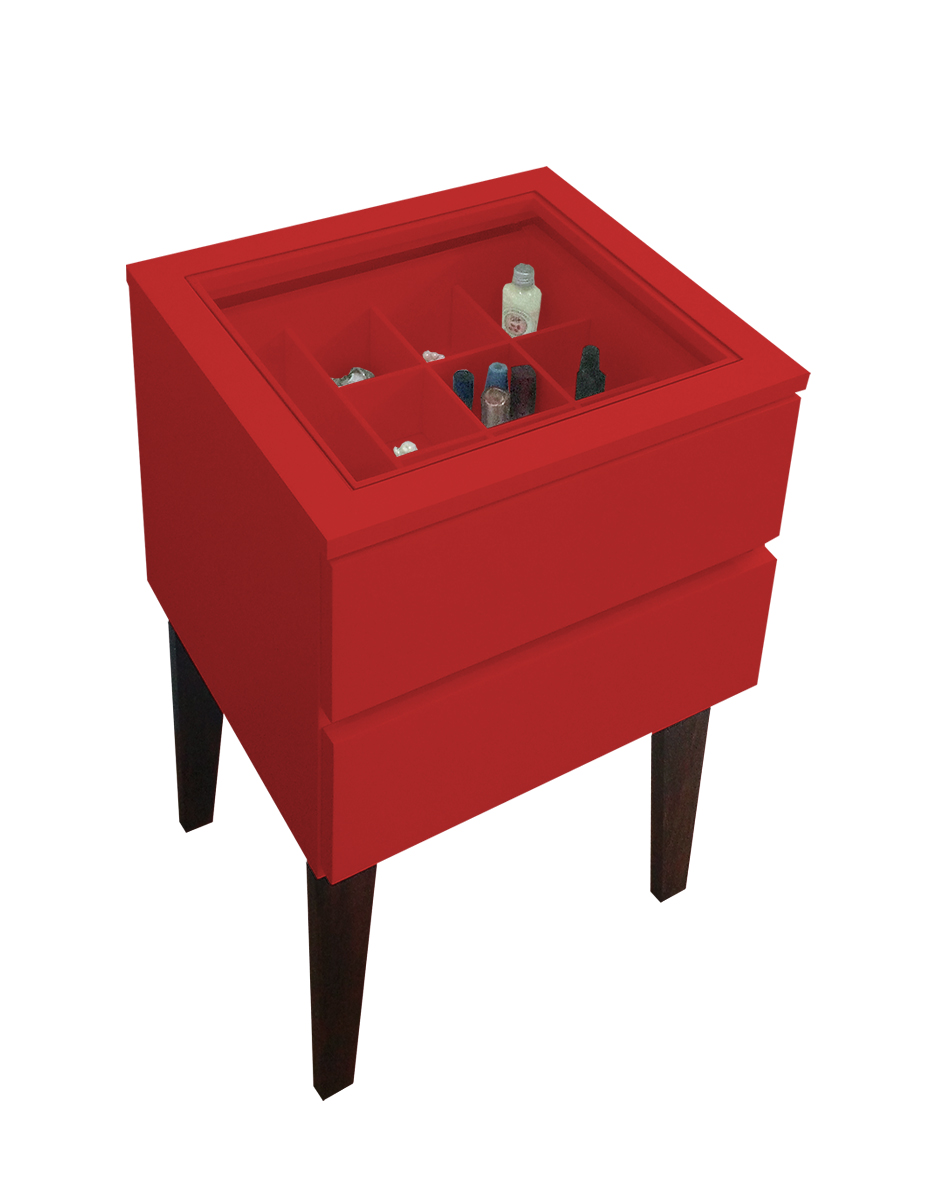 Mesa de Cabeceira Penteadeira Mesa Lateral de Apoio - Vermelho Laca