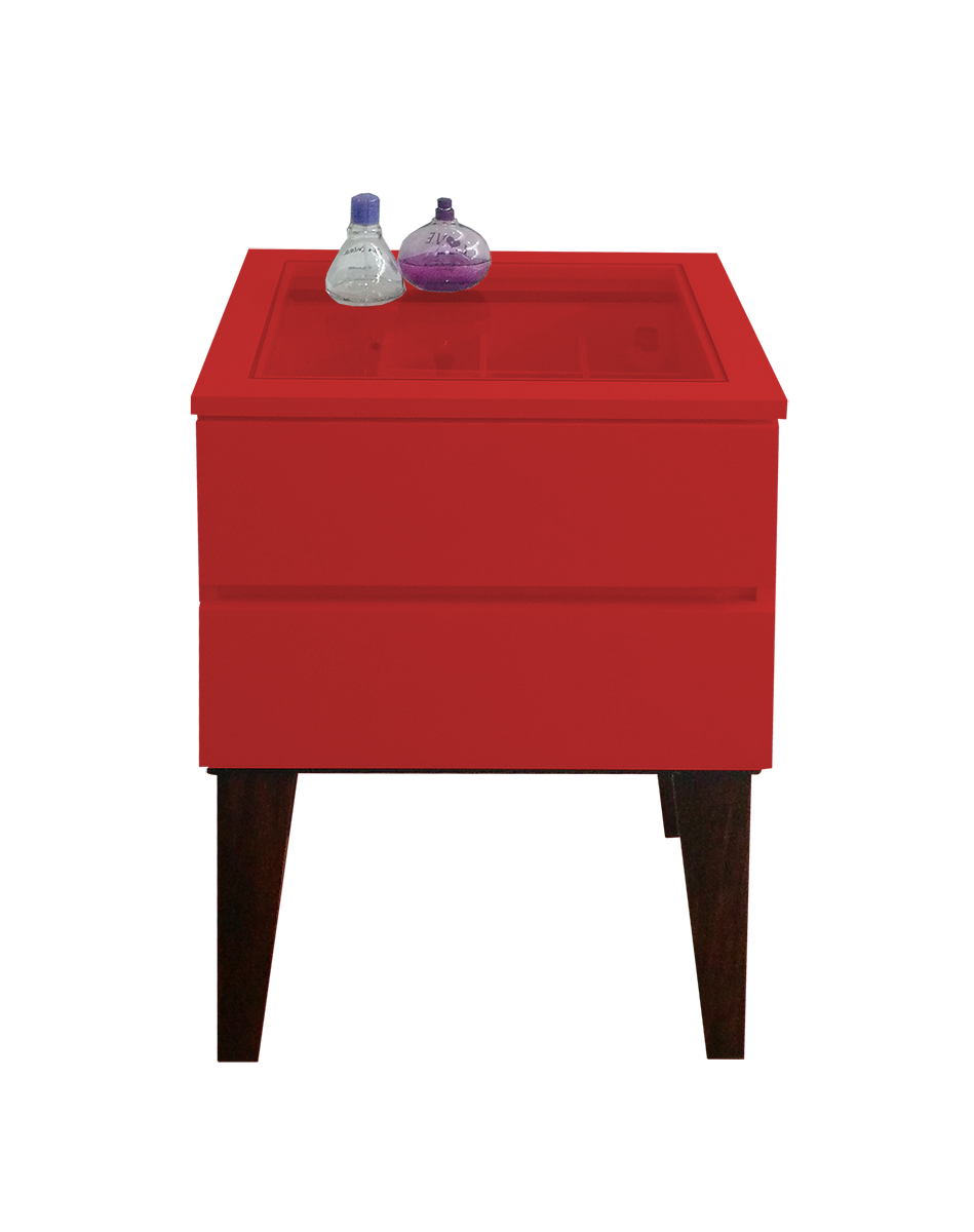 Mesa de Cabeceira Penteadeira Mesa Lateral de Apoio - Vermelho Laca
