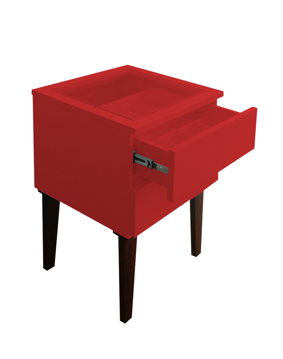 Mesa de Cabeceira Penteadeira Mesa Lateral de Apoio - Vermelho Laca