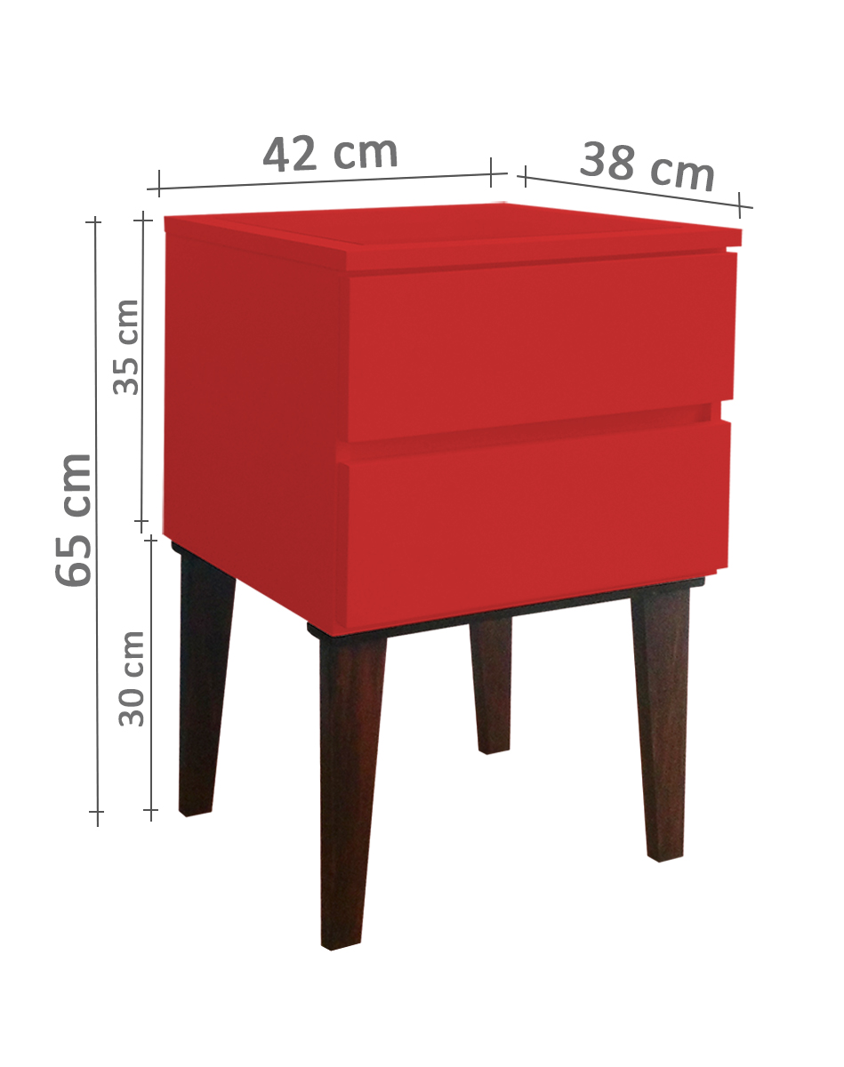 Mesa de Cabeceira Penteadeira Mesa Lateral de Apoio - Vermelho Laca