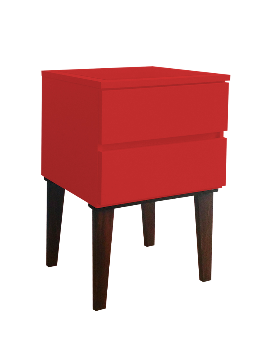 Mesa de Cabeceira Penteadeira Mesa Lateral de Apoio - Vermelho Laca