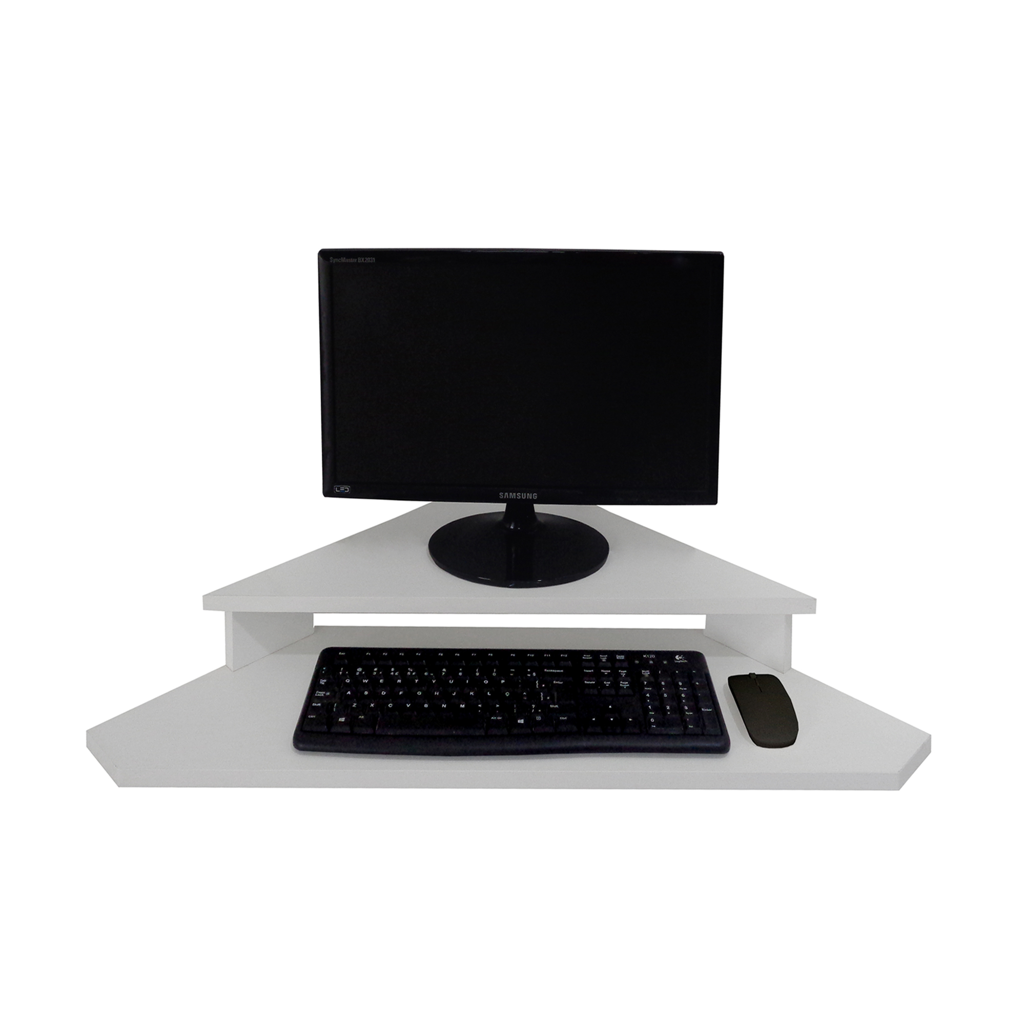 Mesa para Computador Monitor de Canto Suspenso Branco