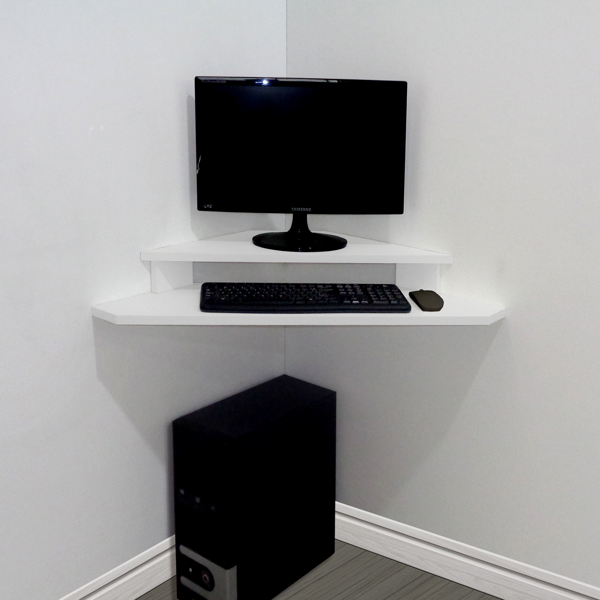 Mesa para Computador Monitor de Canto Suspenso Branco