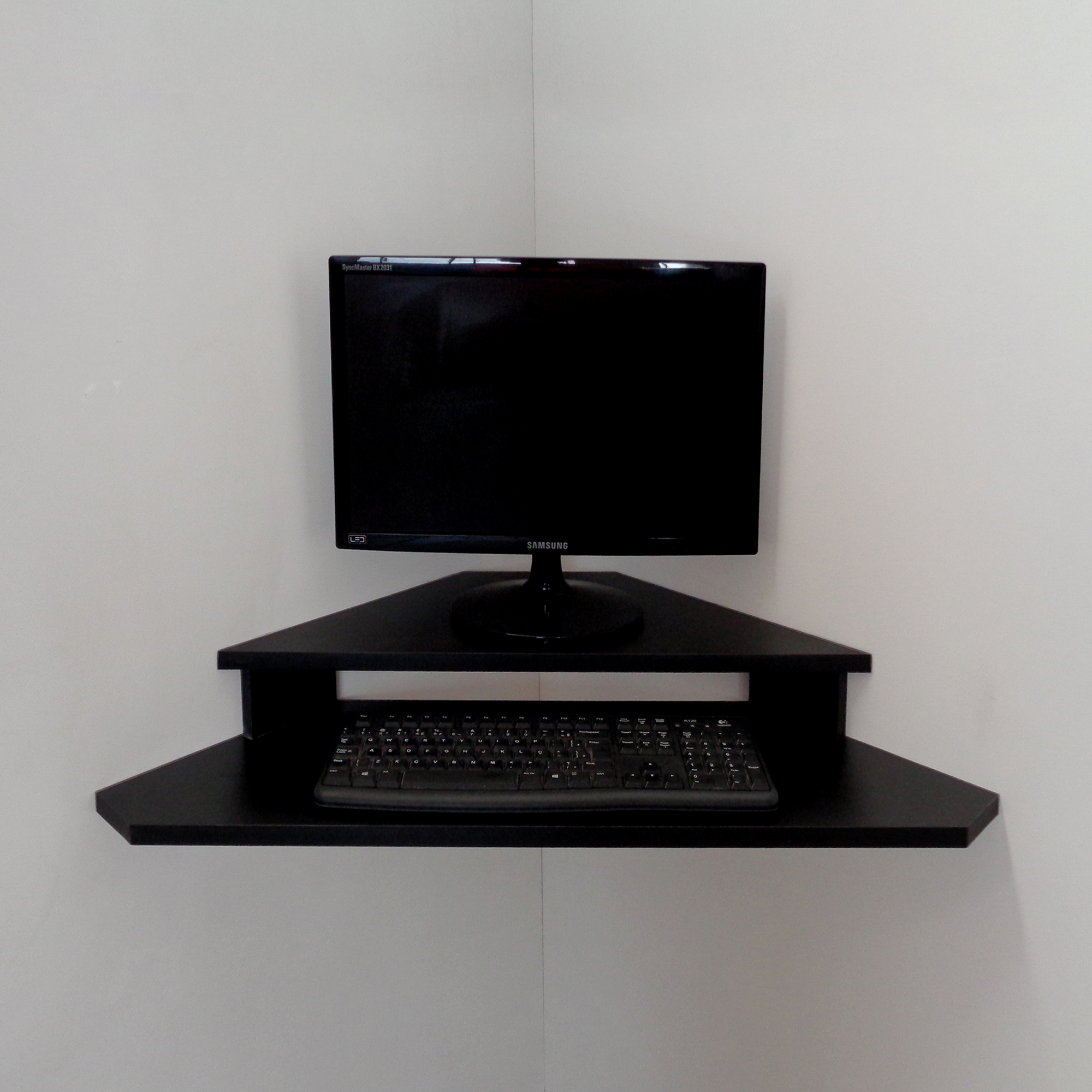 Mesa para Computador Monitor de Canto Suspenso Preto