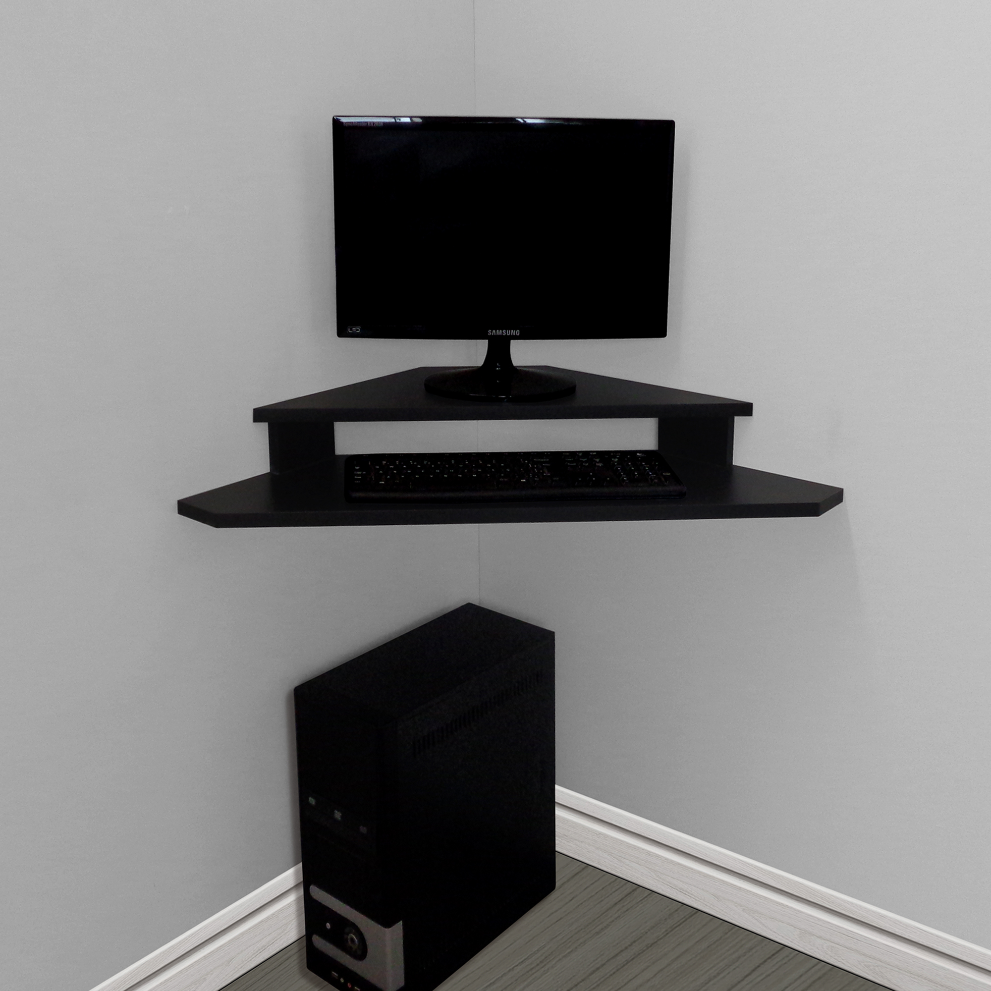 Mesa para Computador Monitor de Canto Suspenso Preto